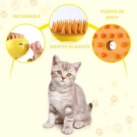 CEPILLO A VAPOR 3 EN 1 PARA MASCOTAS😻