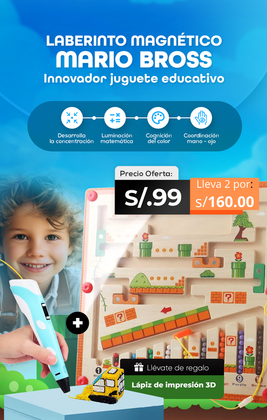 Labrinto magnetico Mari Bros + regalo Lapiz 3d